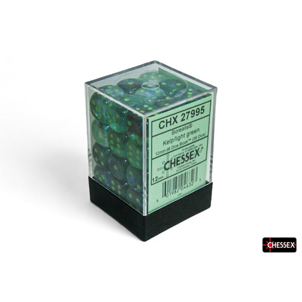 Chessex D6 Dice Block - 12mm 36d6 - Borealis Luminary