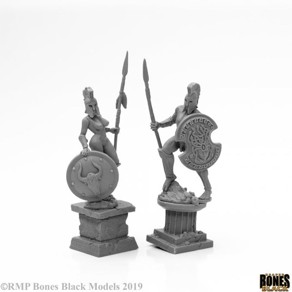 Bones Black - Amazon and Spartan Living Statues (Bronze)