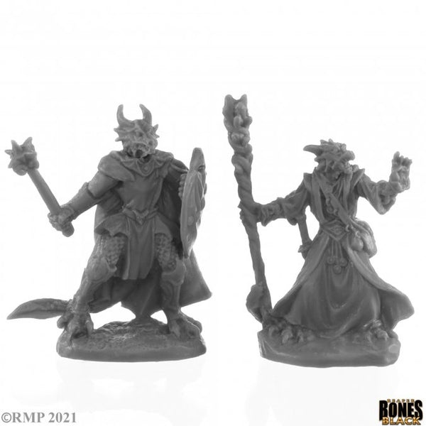 Bones Black - Dragonfolk Wizard and Cleric