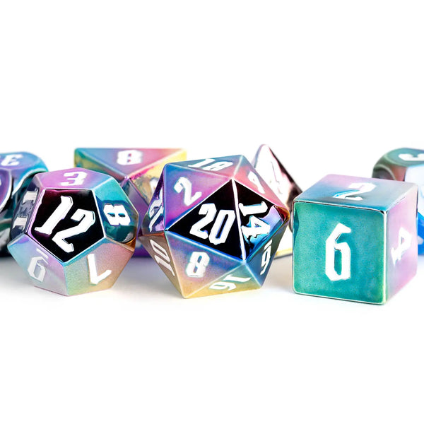 FanRoll: Aluminum Plated Dice Set - Rainbow Aegis