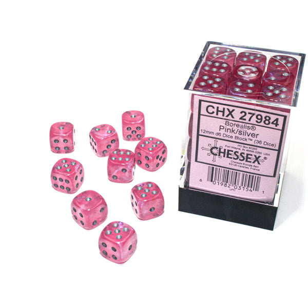 Chessex D6 Dice Block - 12mm 36d6 - Borealis Luminary