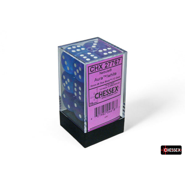 Chessex D6 Dice Block - 16mm 12d6 - Nebula