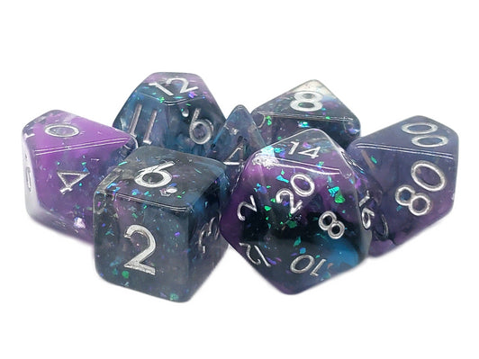 Old School 7 Piece DnD RPG Dice Set: Particles