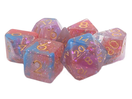 Old School 7 Piece DnD RPG Dice Set: Particles