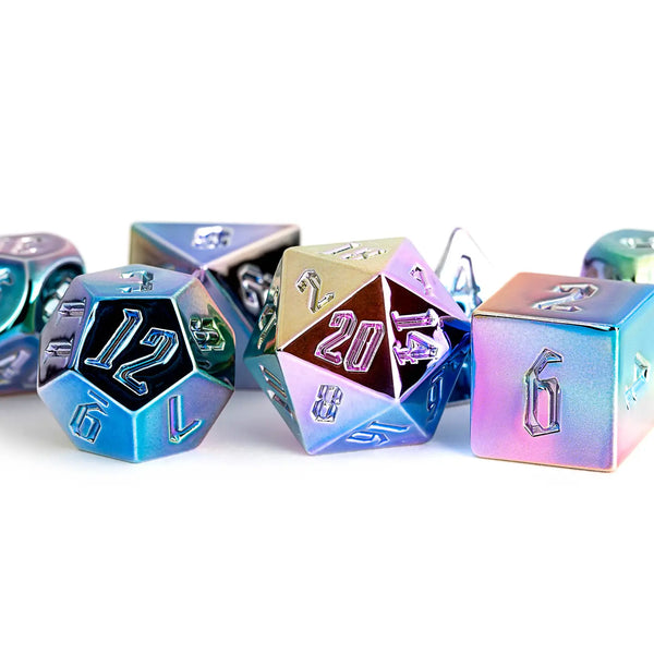 FanRoll: Aluminum Plated Dice Set - Rainbow Aegis