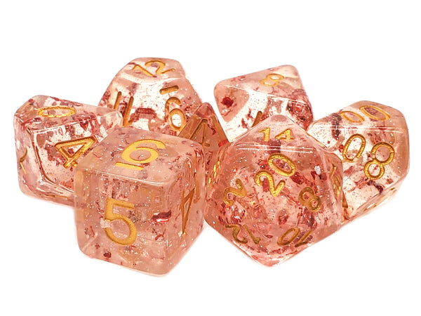 Old School 7 Piece DnD RPG Dice Set: Particles