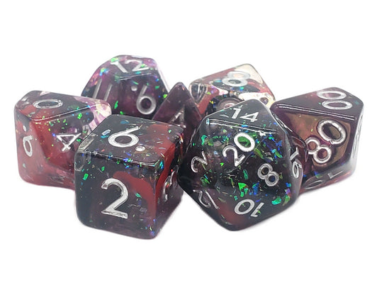 Old School 7 Piece DnD RPG Dice Set: Particles