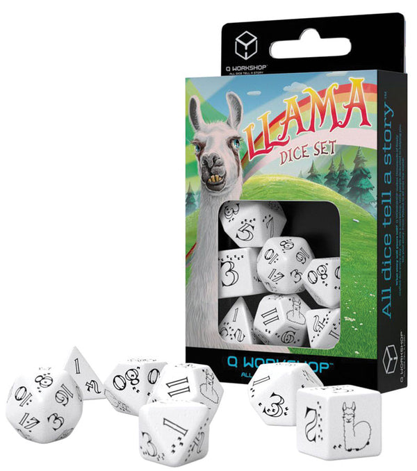 Llama Dice Set: Bright - White & Black (7)