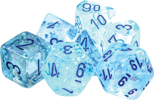 Borealis: Polyhedral Icicle/light blue Luminary 7-Die Set