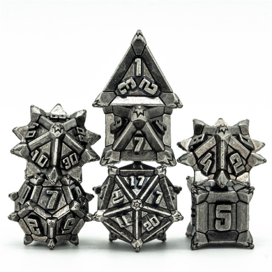 Ancient Silver Flail RPG Metal Dice Set