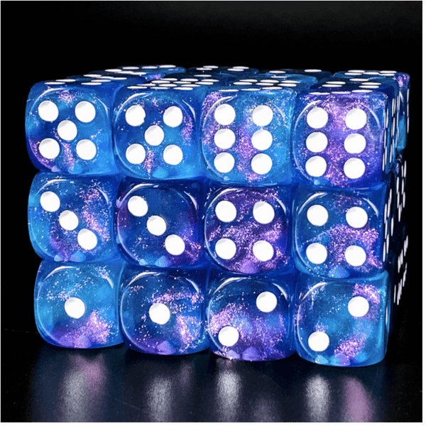 Purple & Blue Glitter - 12 piece Pip D6's