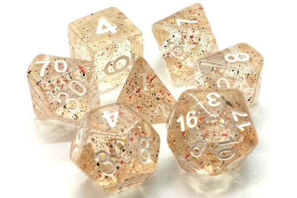 Old School 7 Piece DnD RPG Dice Set: Particles