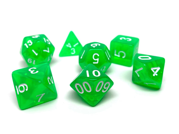 Green Translucent Dice - 7 Piece Set