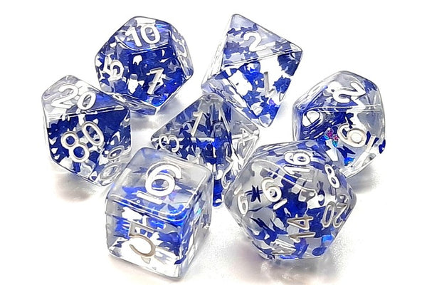 Old School 7 Piece DnD RPG Dice Set: Infused - Sapphire Butterfly